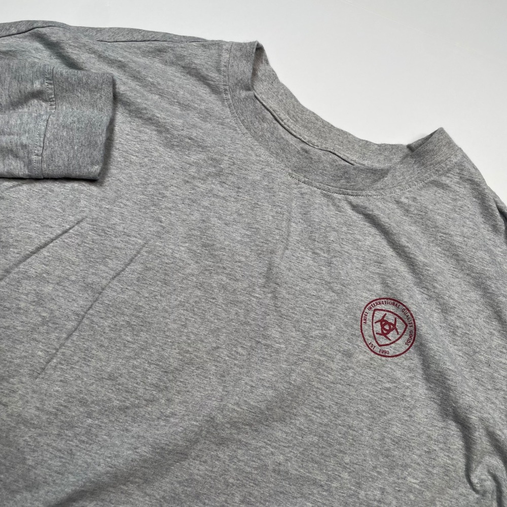 Ariat Mens XL Gray Long Sleeve Bison Graphic T-Shirt Oversize Fit Western Logo - Picture 2 of 10
